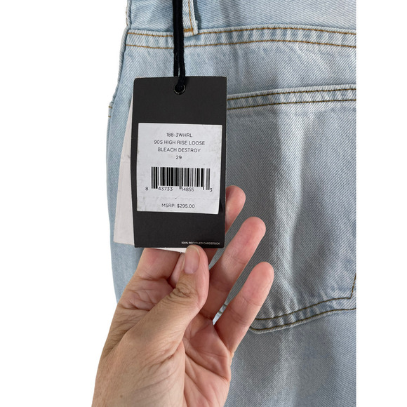 NWT $295 RE/DONE 90S HIGH RISE LOOSE BLEACH DESTROY JEANS - Picture 9 of 12